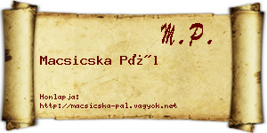 Macsicska Pál névjegykártya